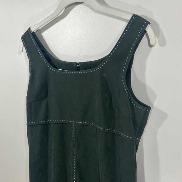 Talbots Chic Dark Faux Suede Green Sleeveless Tank Dress Woman's Size 2 - Picture 2 of 9
